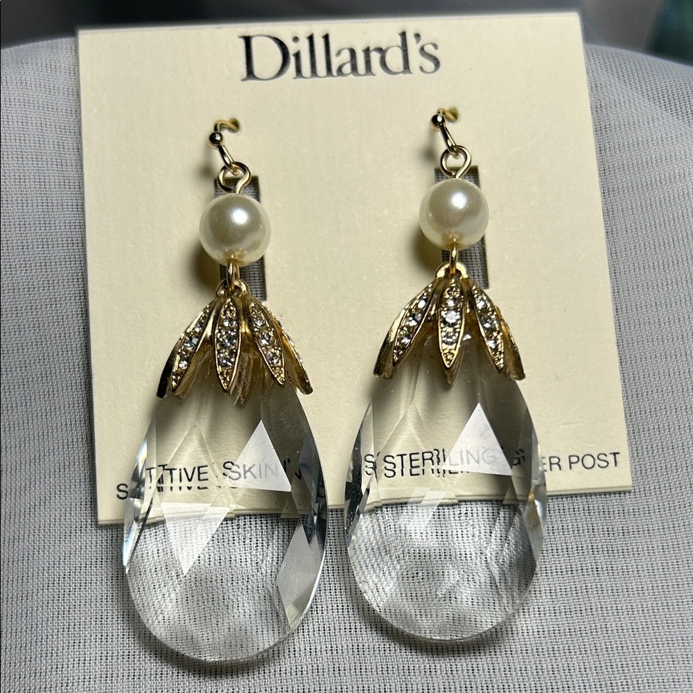 Gold and Silver Crystal Drop Earrings